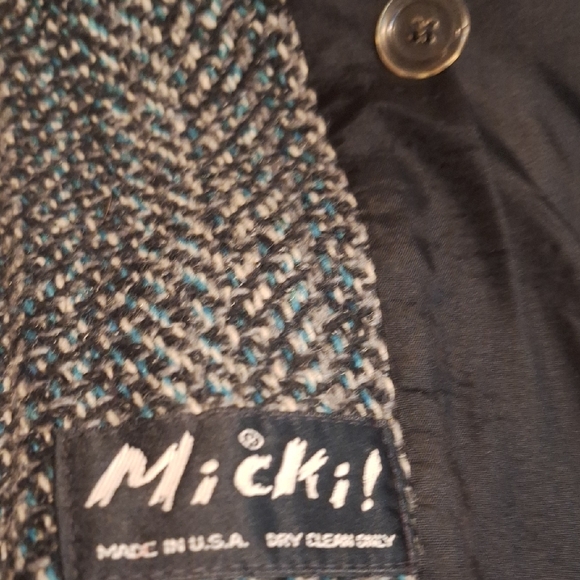 Vintage Wool Herringbone Pea Coat, Double Breasted, Leather Details, Sz 20, NWOT - Picture 2 of 15